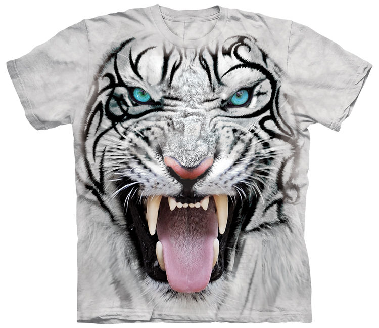 Ink Tiger Silk Shirt, White, Contact Seller for Other Sizes