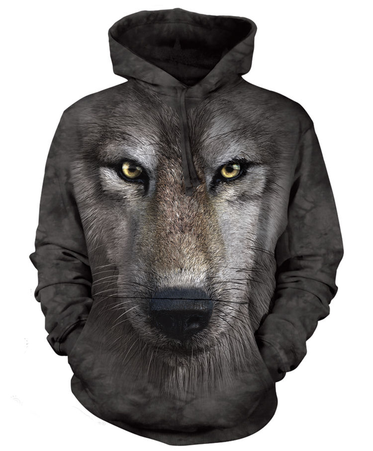 Wolf Face Hoodie Hooded Sweatshirt for Men and Women