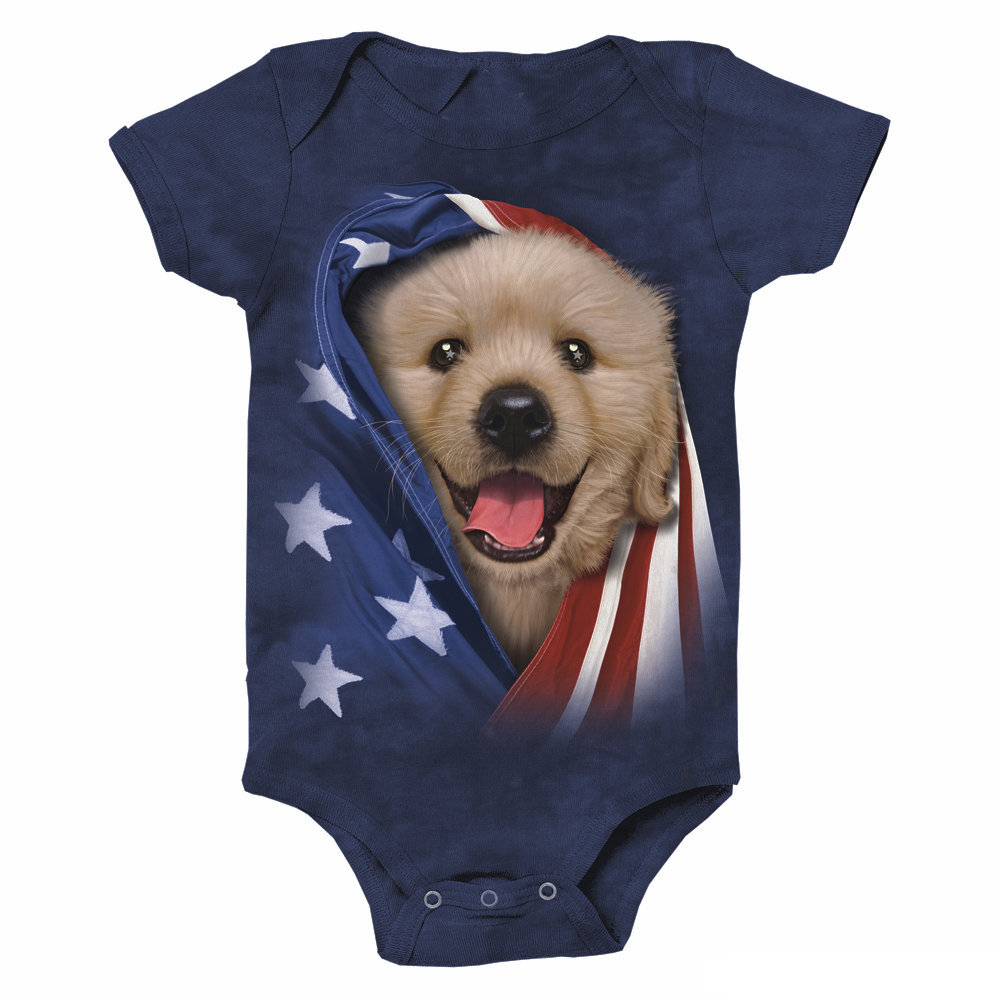 Patriotic Golden Pup Baby Onesie